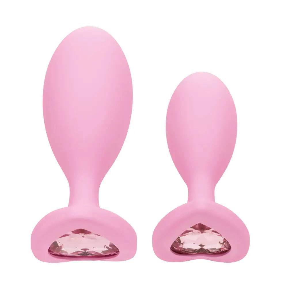 cock ring bespoke style-California Exotic Silicone Pink Crystal Booty Duo Butt Plug