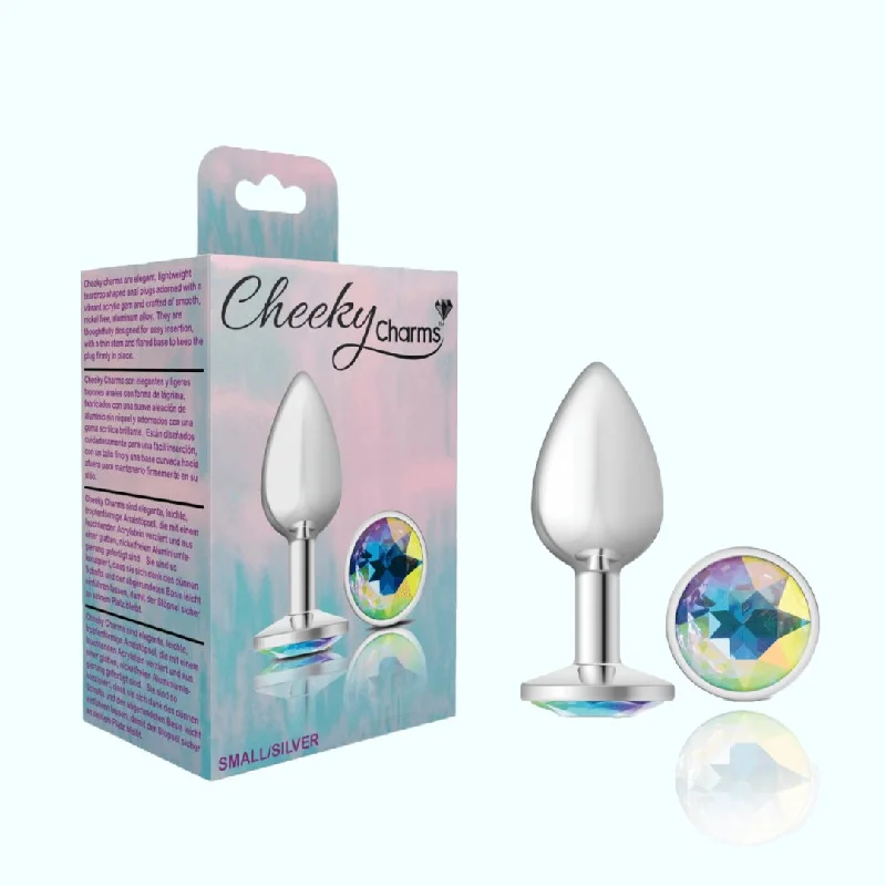 anal toys for sassy nights-Cheeky Charms Silver Small Metal Butt Plug - Round-Shaped Clear