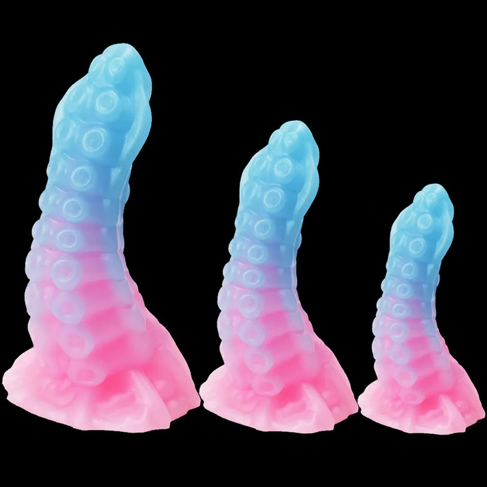 anal toys for first-time ease-Luminous Octopus Tentacle Dildo Colorful Anal