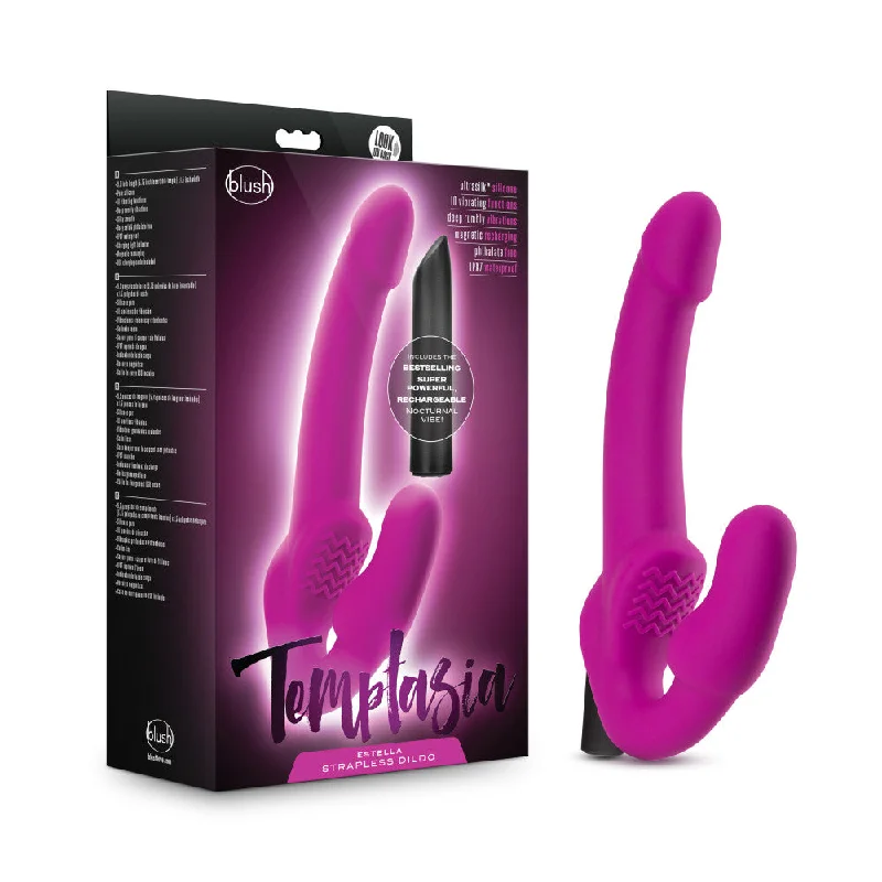 silk sleep pants-Dildo-growling-Temptasia By Blush® | Estella G-Spot Pink 9.5-Inch Long Rechargeable Vibrating Dildo