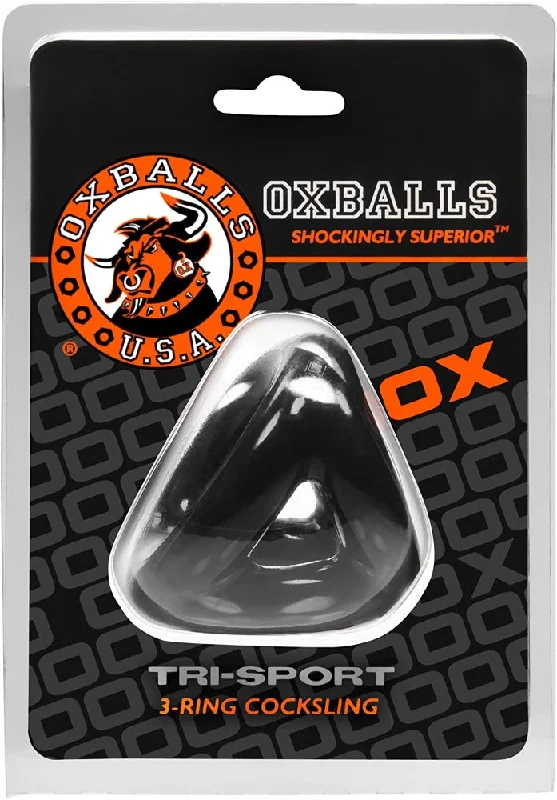 cock ring private fit-Oxballs ''Tri-Sport'' 3-Ring Cocksling -Blk