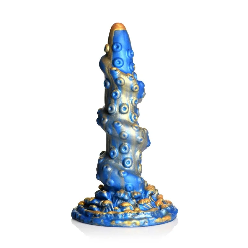 penis-care-for-cyclists-Creature Cocks Kraken Tentacled Silicone Dildo Blue Gold