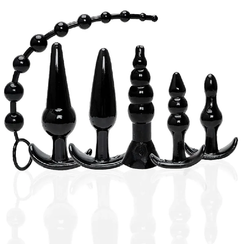 anal toys with grippy texture-The 9's Try-Curious Anal Plug Kit - Black