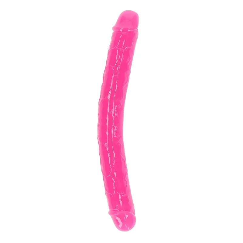 how-to-boost-penis-energy-RealRock Glow in the Dark Double Dong 12 in. Dual-Ended Dildo Neon Pink