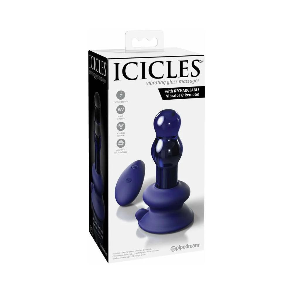 anal toys with shifting beads-Icicles No. 83 Rechargeable Glass Plug with Remote Contro