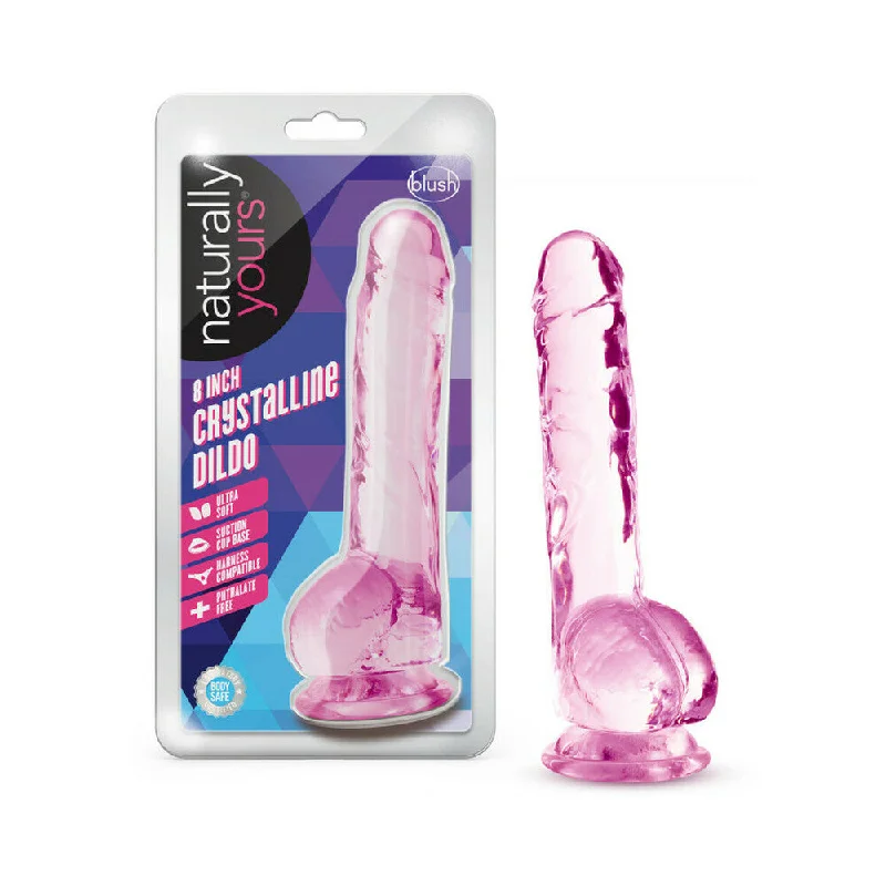 bridal ruched bra-Dildo-crackling-Naturally Yours Crystalline Dildo 8 In. Rose