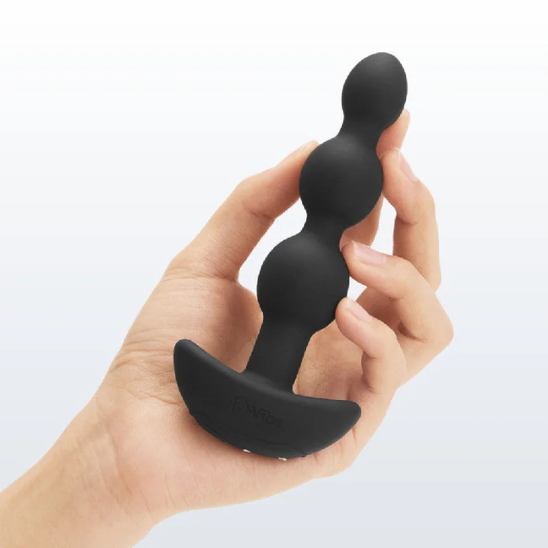 anal toys with hefty shaft-B-Vibe Triplet Beads VIbrating Anal Beads - Black