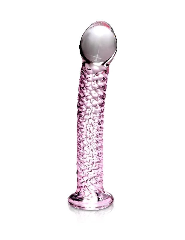 soft v-neck bra-Dildo-harmonious-Icicles #53 Ribbed Glass Dildo