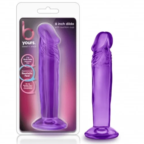 anal toys with geometric shapes-Small 6inch Purple Jelly Dildo by B Yours