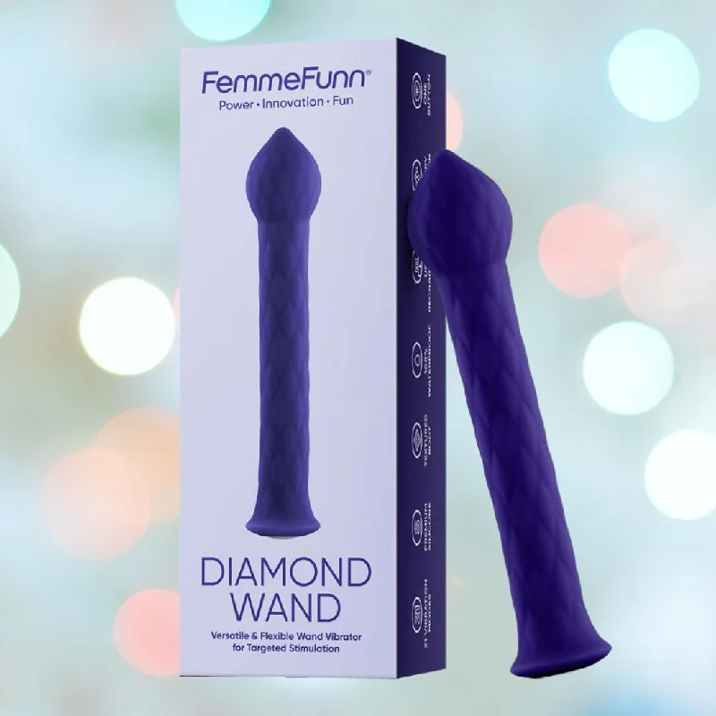 anal toys for snug vibes-Femme Funn Diamond Wand Massager - Dark Purple