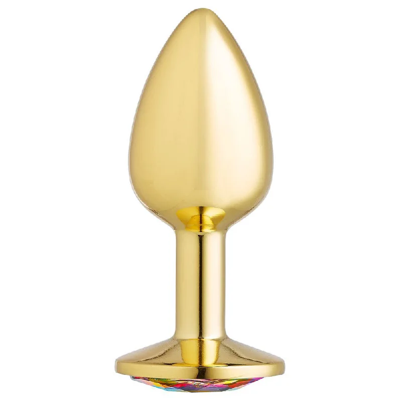 anal toys with gold finish-Cloud 9 Novelties Anal Gems Jeweled Gold Chromed Anal Plug - Small