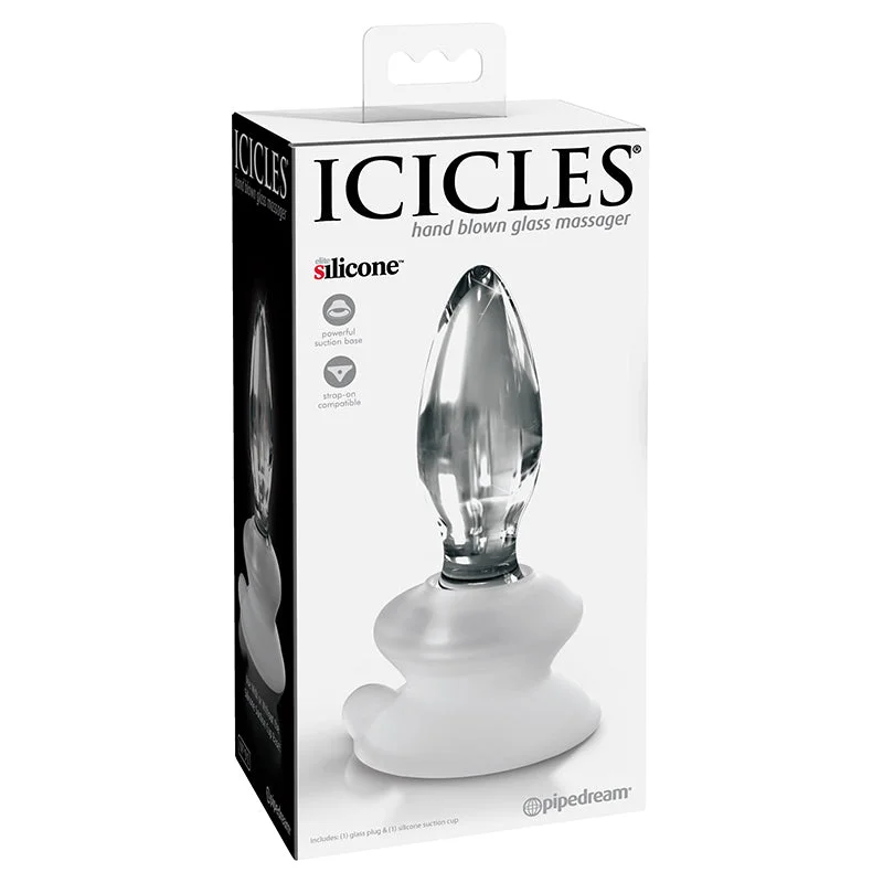 anal toys for warm bliss-Pipedream Icicles No. 91 Glass Anal Plug With Suction Cup Clear