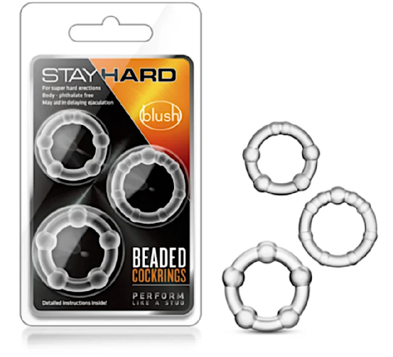 cock ring elite texture-Stay Hard ''Beaded'' Cockrings -Clear