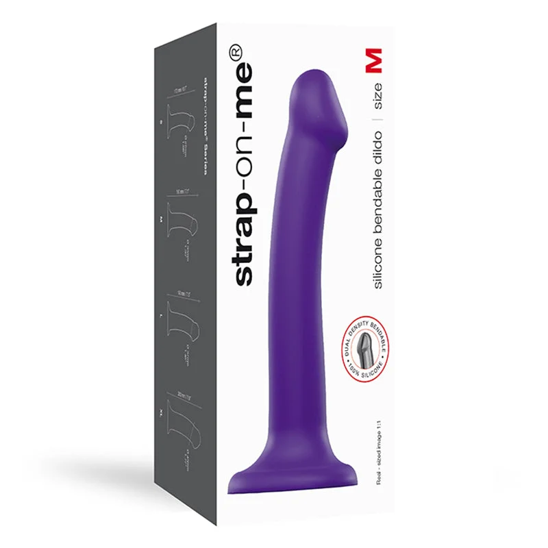 checkered cheeky briefs-Dildo-rotten-Strap-on-me Semi-realistic Dual Density Bendable Dildo Purple Size M