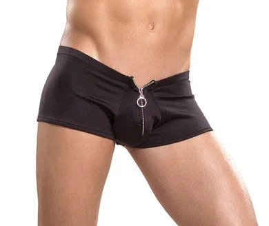 linen men’s underwear-Zipper Short Lycra - Black -  Small-medium