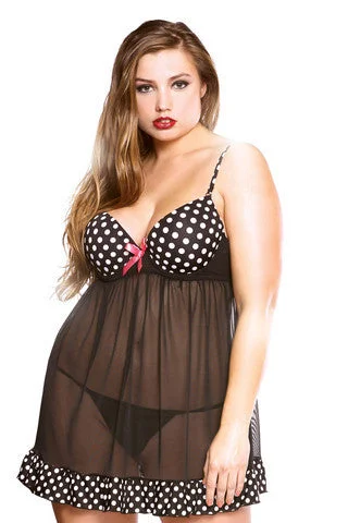 sexy knight outfit-Polka Dot Babydoll Set - 3X/4X