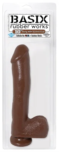 penis-rash-relief-products-Basix Rubber Works - 10 Inch Dong With Suction Cup - Brown