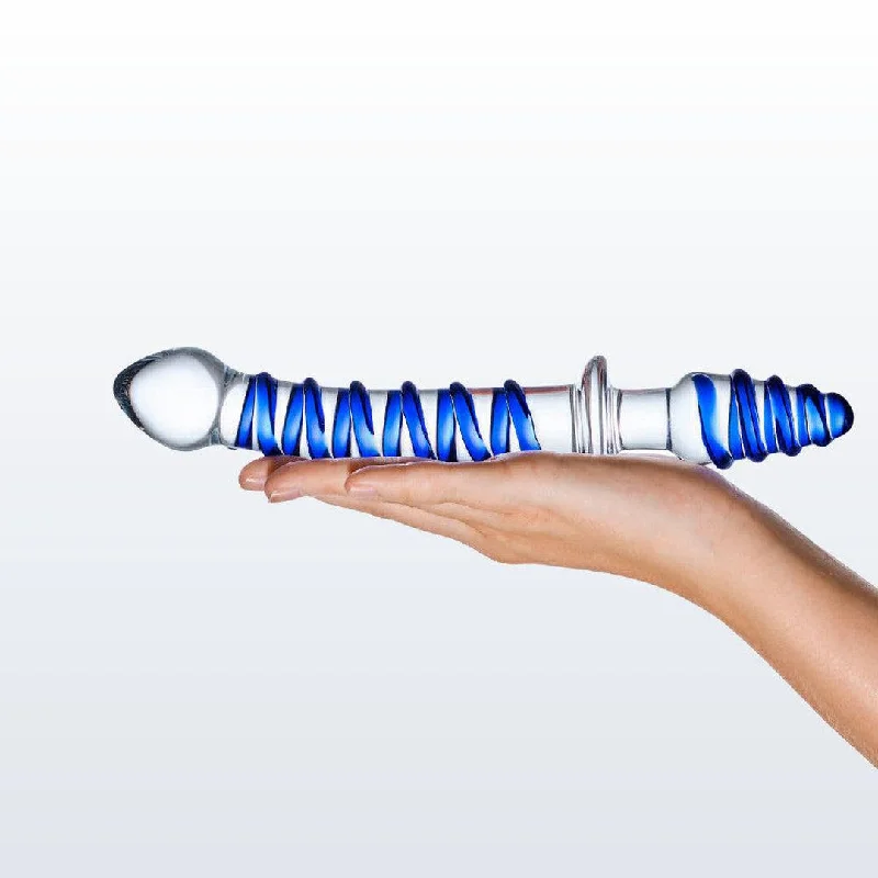 anal toys with fluffy base-Gläs Mr. Swirly 10" Glass Double Ended Dildo & Butt Plug