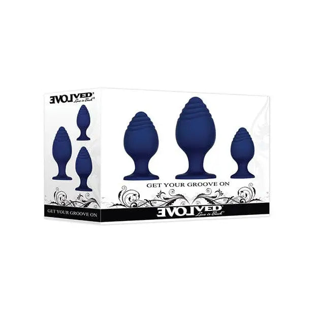 anal toys with flat tip-Evolved Get Your Groove On 3 Piece Silicone Anal Plug Set