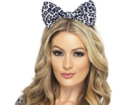 cut-out panties sexy-Leopard Bow on Headband  - White and Black