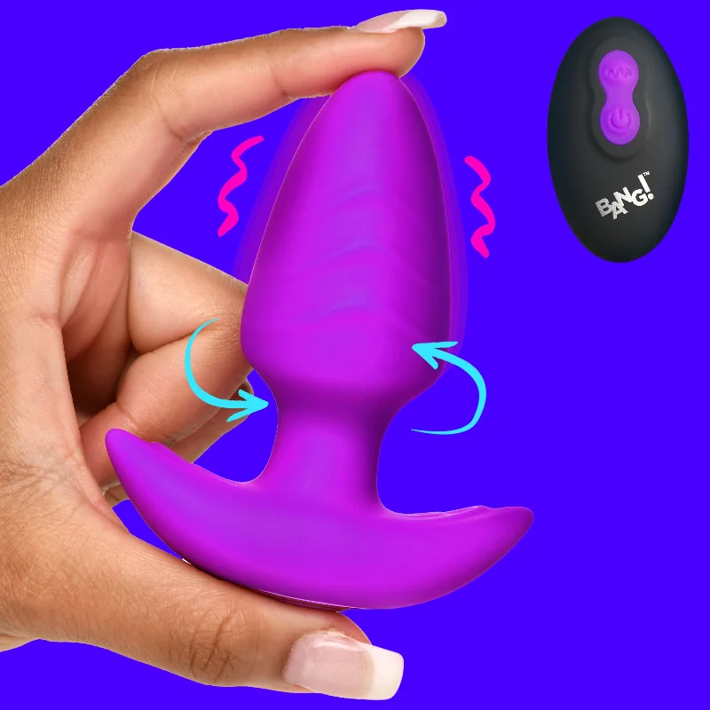 cock ring expert finish-Rotating and Vibrating Silicone Butt Plug - Purple