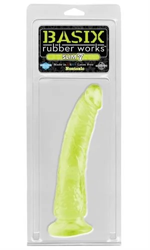 penis-vitamin-sources-natural-Basix Rubber Works - Slim 7 Inch With Suction Cup - Glow0in-the-Dark