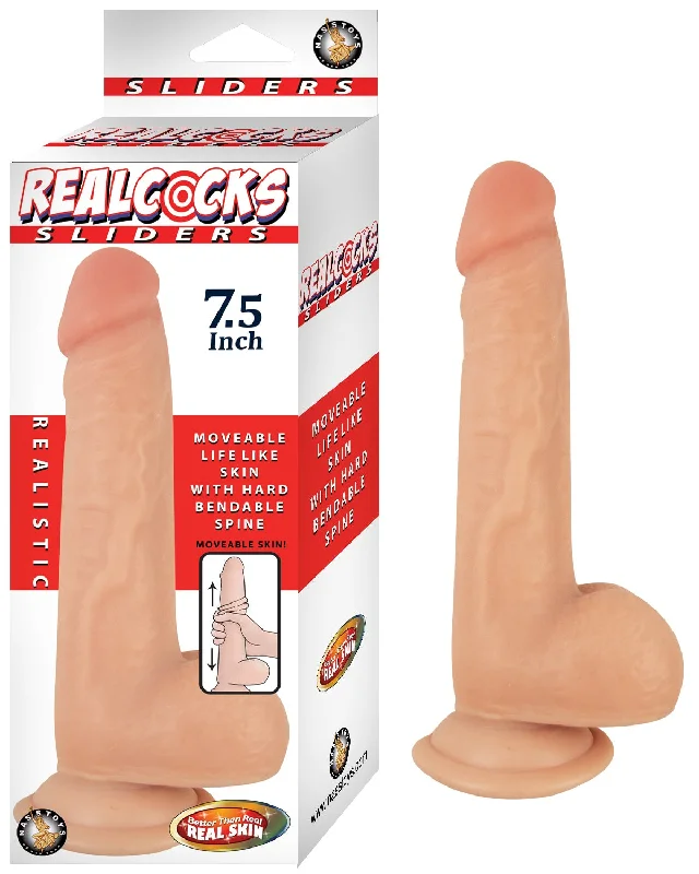 penis-hygiene-routine-natural-Realcocks Sliders - 7.5 Inch - Flesh