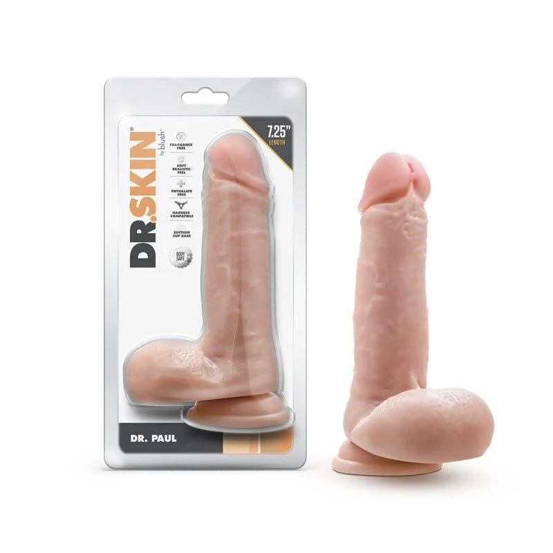 anal toys for light bliss-Dr. Skin Dr. Paul Realistic 7.25" Dildo with Balls