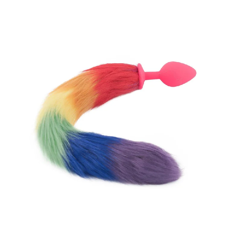 cock ring smooth finish-Rainbow Fox Silicone Tail 18"