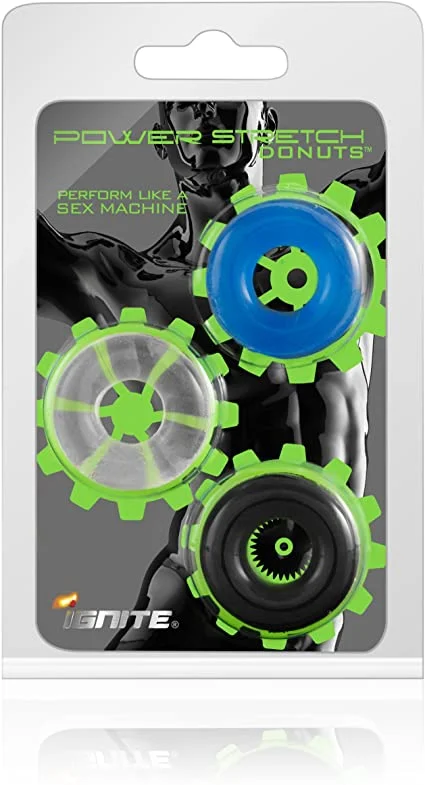 cock ring duo grip-Ignite ''Power Stretch Donuts'' 3 Pack