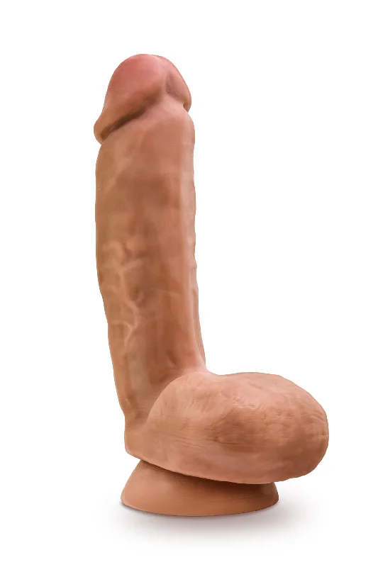 penis-nerve-protection-tips-Dr. Skin Glide - 8.5 Inch Self Lubricating Dildo  Lubricating Dildo With Balls - Mocha