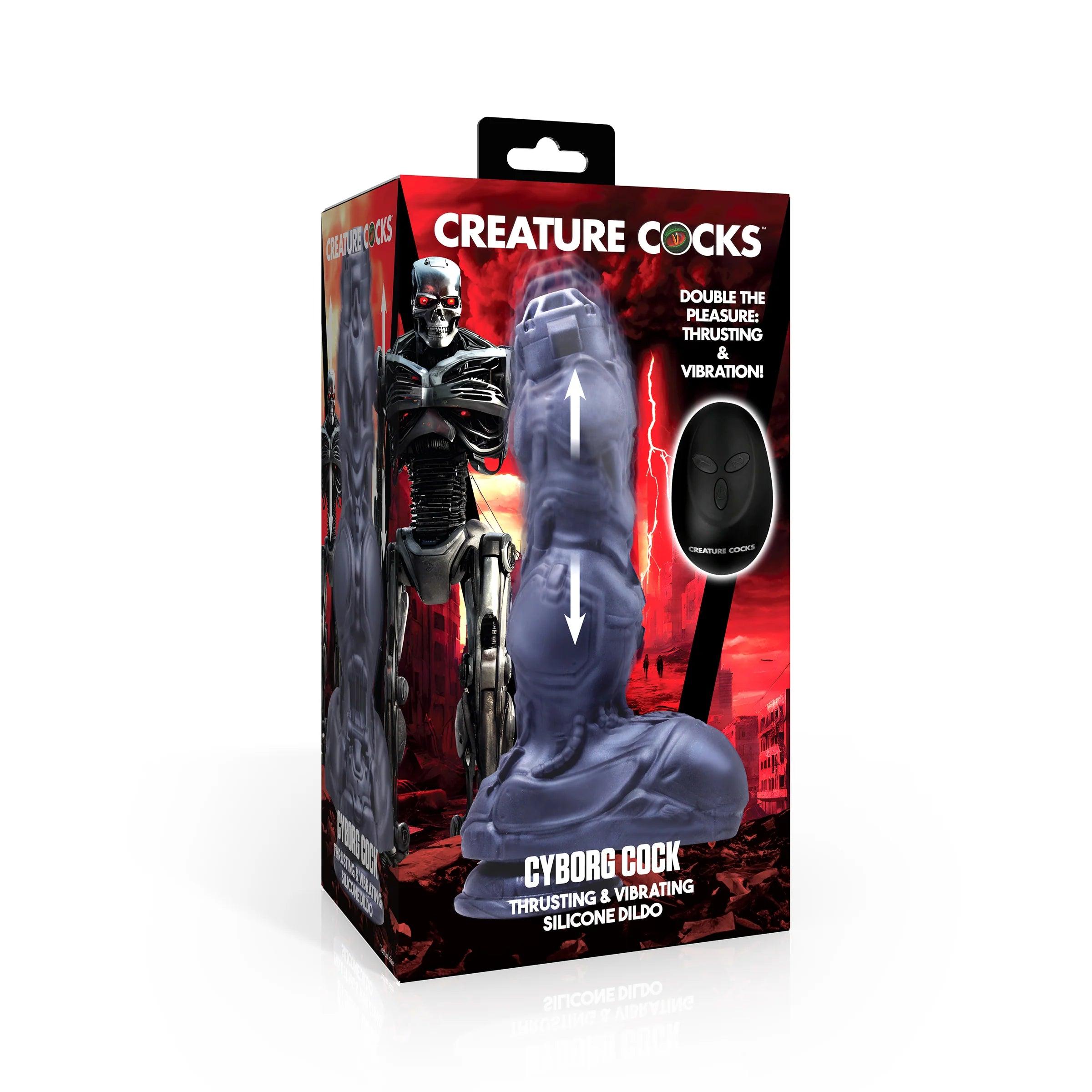 men’s denim briefs-Dildo-pitched-Creature Cocks Cyborg Cock Thrusting & Vibrating Silicone Dildo