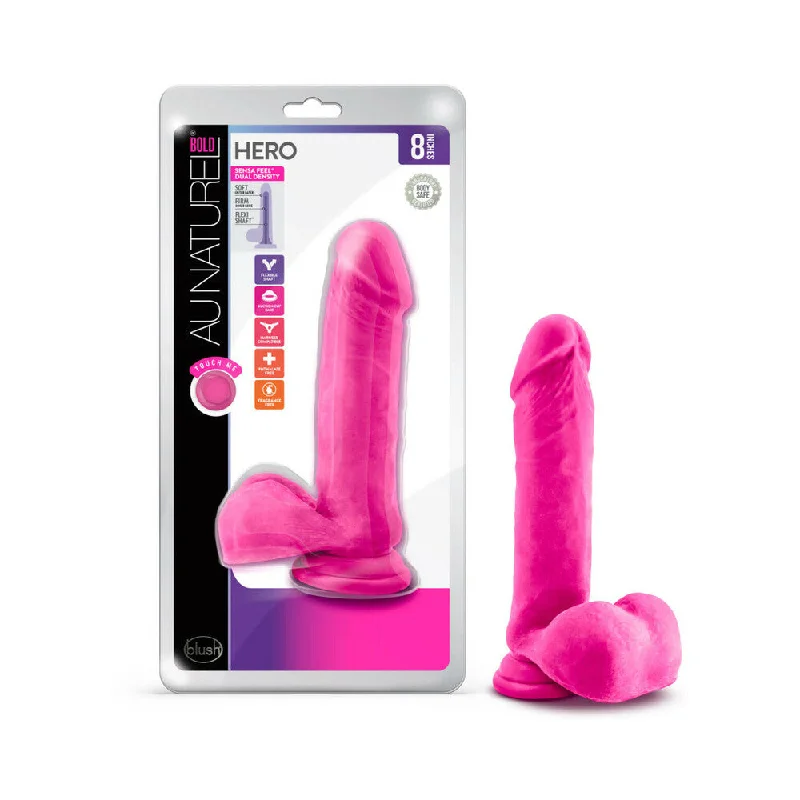 high-impact sports bra-Dildo-bright-Au Naturel Bold Hero 8 inches Dildo Pink