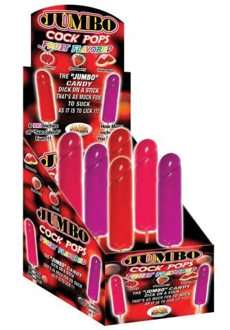 cock ring tough grip-Jumbo Fruit Flavor Cock Pops - 6 Count With Counter Display