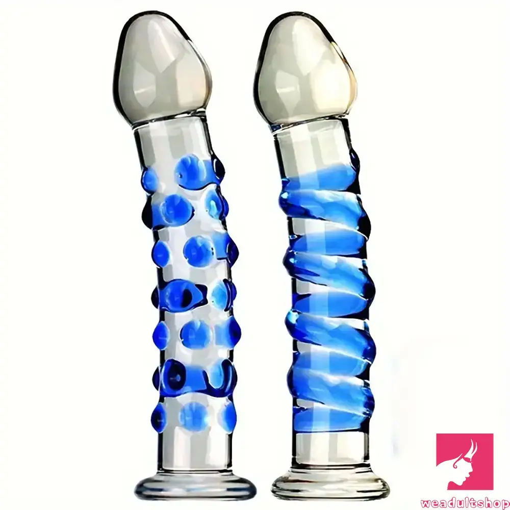 anal toys with curvy shapes-6.9in Clear Spiked Spiral Glass Dildo For Anal Vaginal Orgasm