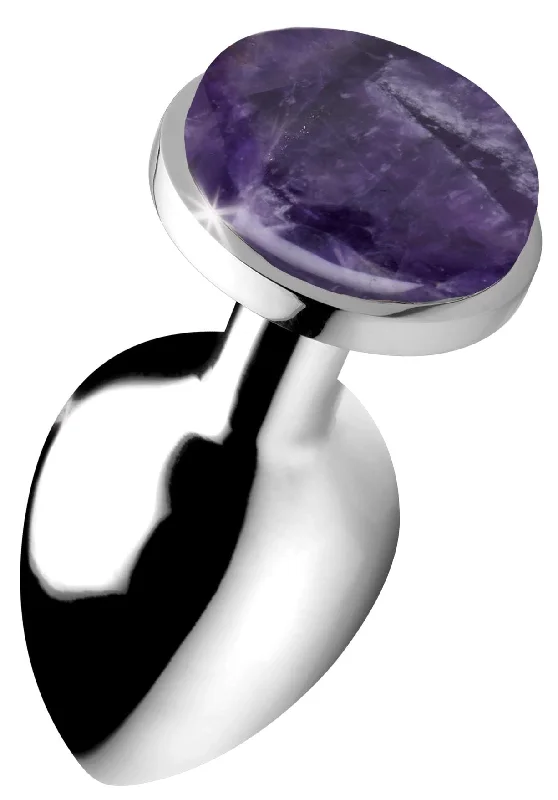 anal toys with dotted surface-Genuine Amethyst Gemstone Anal Plug - Large