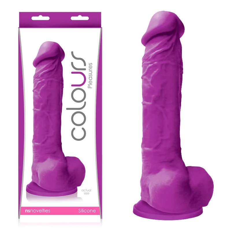 pleated satin briefs-Dildo-gaudy-Colours Pleasures 8 inches Silicone Dildo - Purple