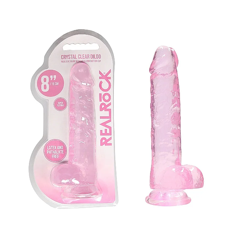 silk sleep tank-Dildo-arid-Realrock Realistic Dildo With Balls 8" Pink