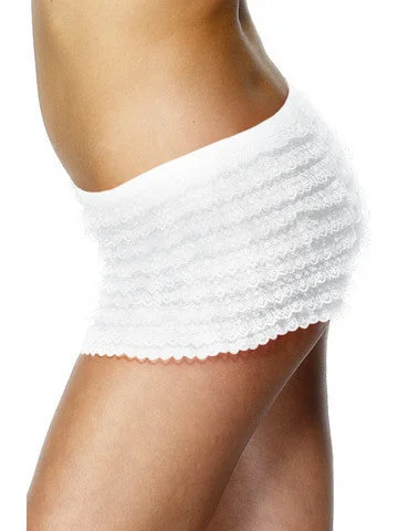 mesh bodysuit white-Ruffled Panties - White