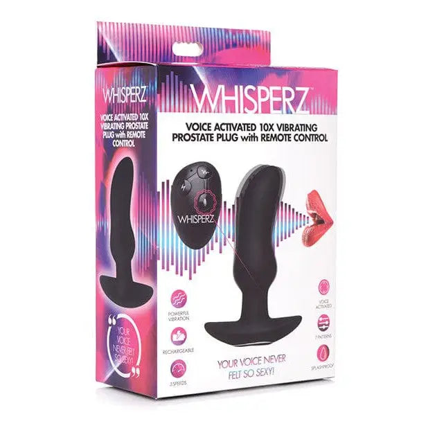 anal toys with stretched reach-Whisper^ Voice Activated 10x Vibrating Prostate Plug W/remote Control - Black