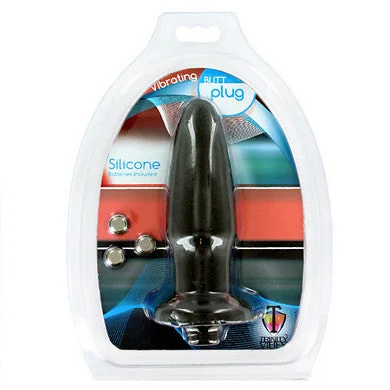 cock ring tough grip-Silicone Vibrating Butt Plug Medium - Black