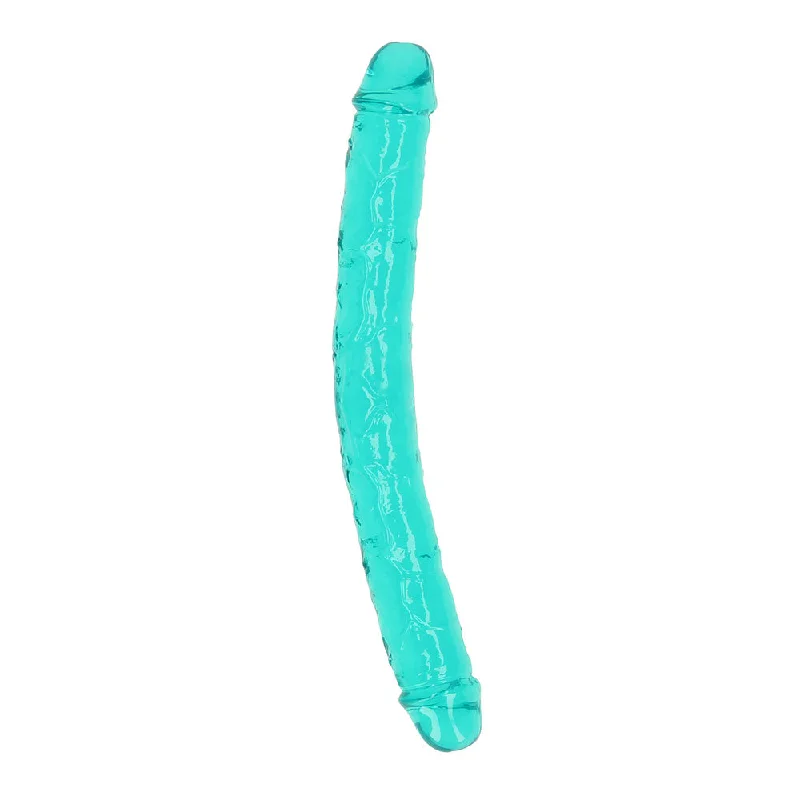 penis-health-for-older-adults-RealRock Crystal Clear Double Dong 13 in. Dual-Ended Dildo Turquoise