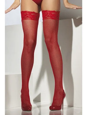 balconette bra black-Fishnet Hold-ups - Red