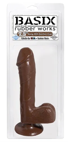 penis-hygiene-travel-essentials-Basix Rubber Works - 7.5 Inch Dong With Suction  Cup - Brown