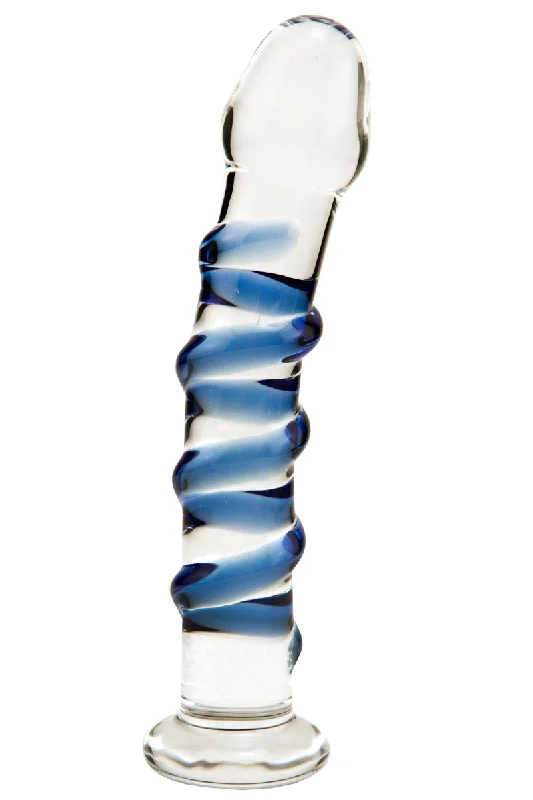 push-up bra pads-Dildo-coarse-Icicles Sapphire Spiral Glass Dildo