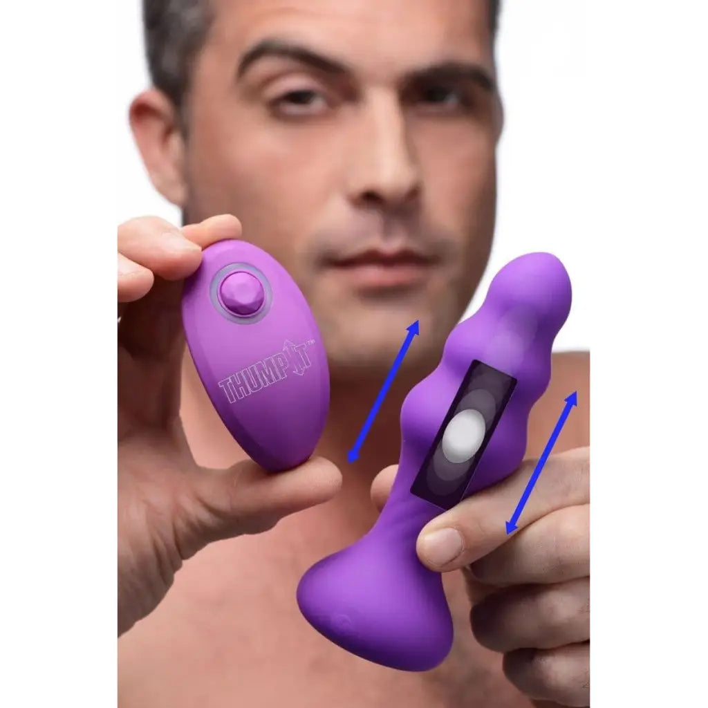 anal toys for mellow vibes-7x Slim Ribbed Thumping Silicone Anal Plug