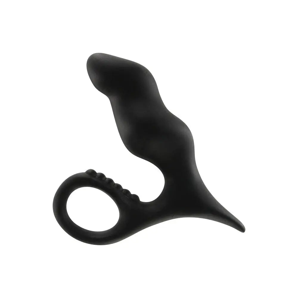 cock ring duo grip-Toyjoy Silicone Black Prostate Massager with Retrieval Loop