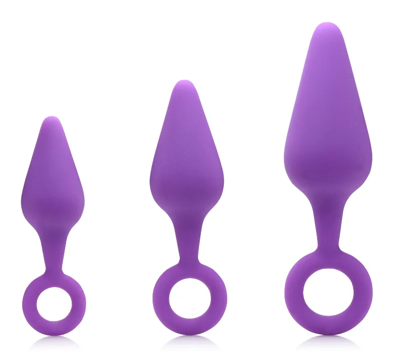 anal toys for frisky nights-Rump Ringers 3 Piece Silicone Anal Plug Set - Purple