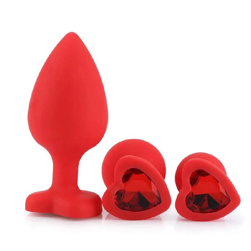 cock ring wet texture-Heart Shape Silicone Butt Plug