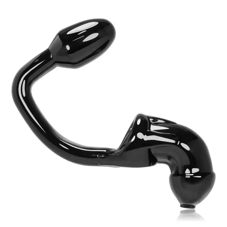 cock ring power finish-Oxballs Black Tailpipe Male Chastity Cock Cage and Butt Plug for Him